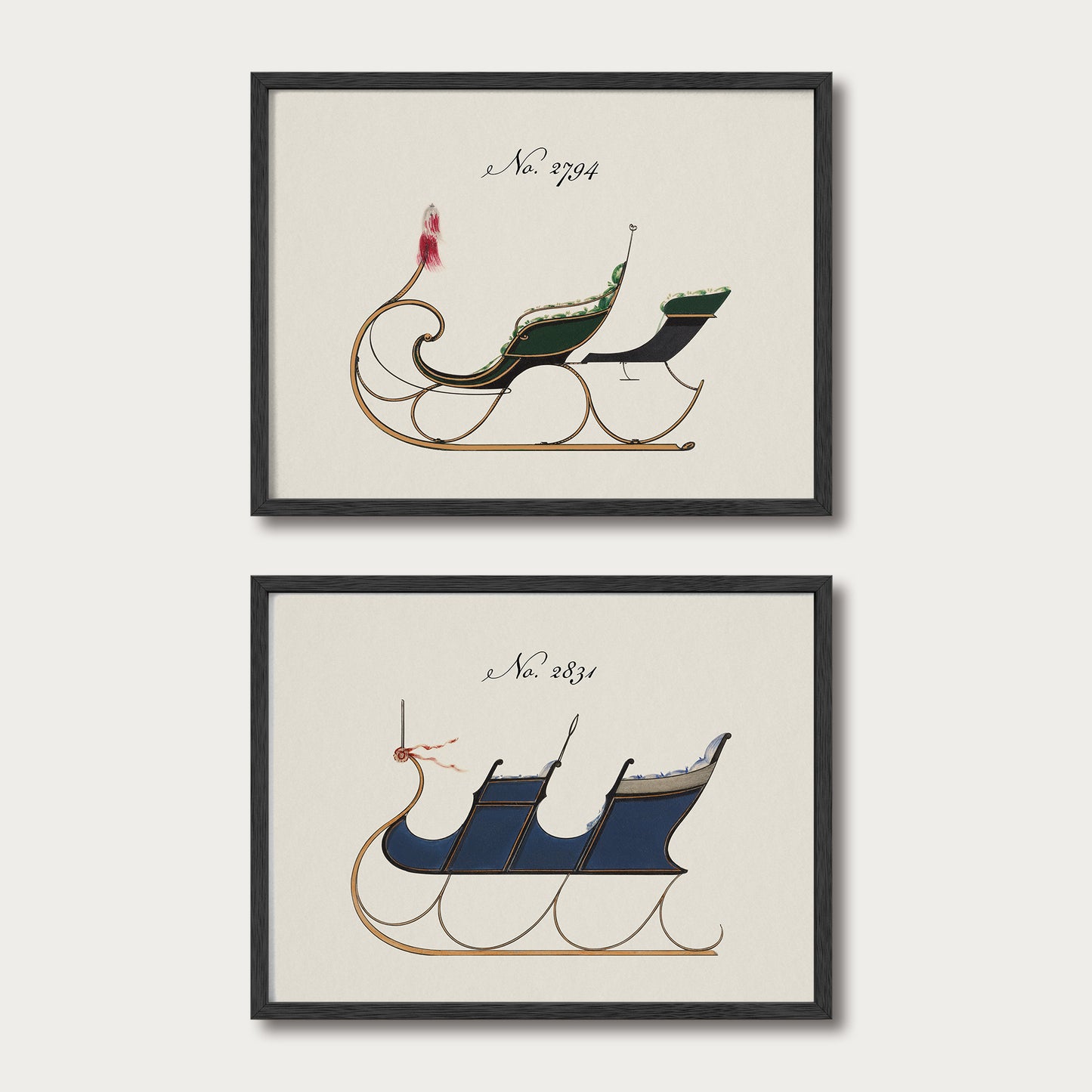 Sleigh Design Set of 2 - Choose Your Colors
