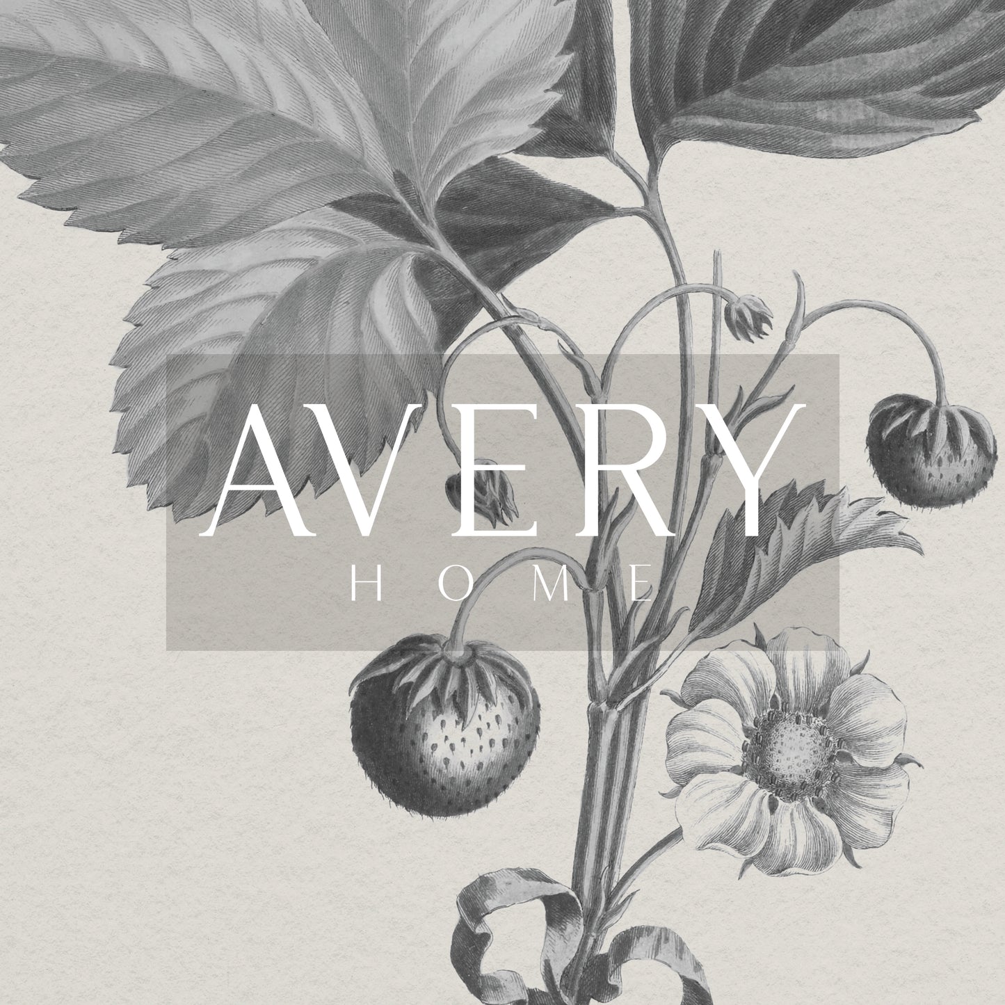 Framed vintage strawberry botanical art print featuring ripe red berries, green leaves, and delicate white blossoms tied with a teal ribbon.