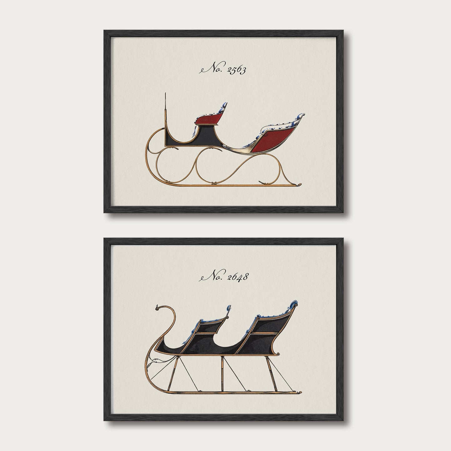 Sleigh Design Set of 2 - Choose Your Colors