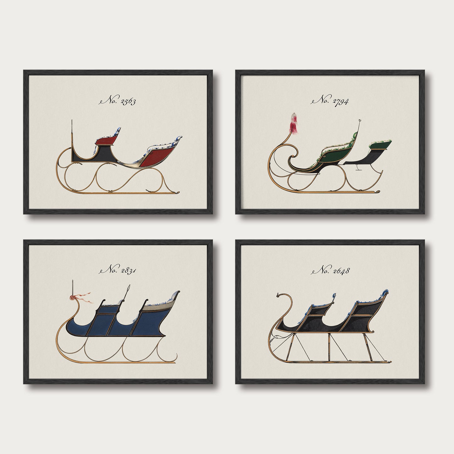 Sleigh Design Set of 2 - Choose Your Colors
