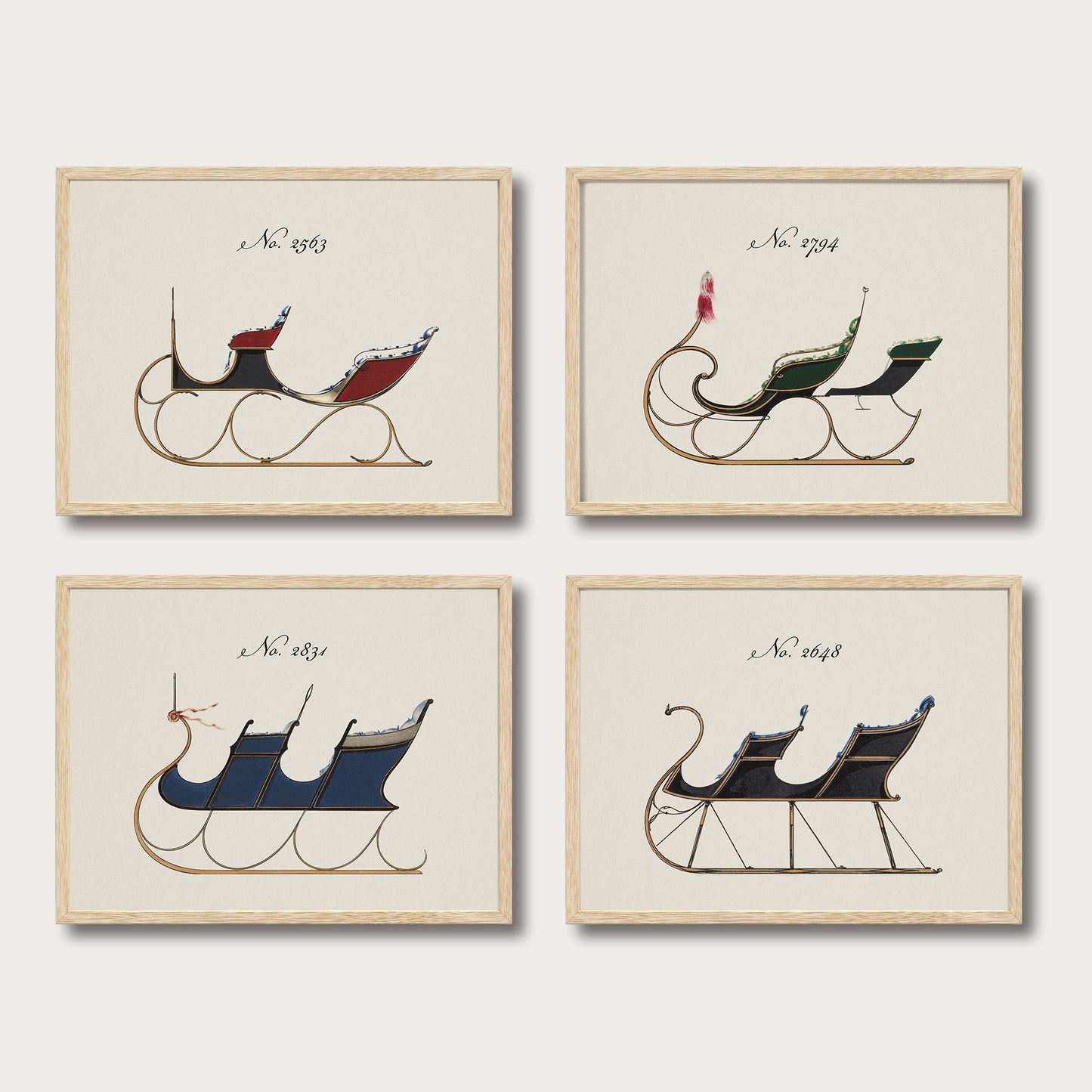 Sleigh Design Set of 2 - Choose Your Colors