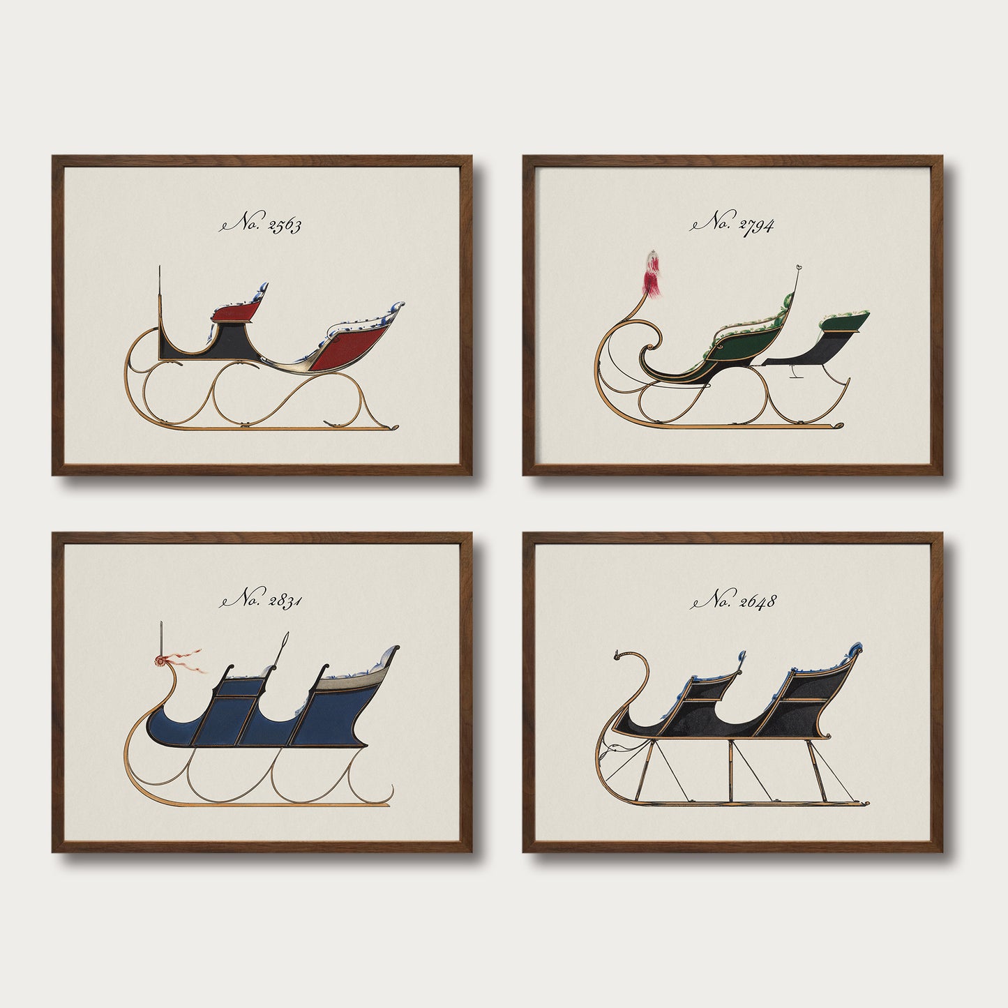 Sleigh Design Set of 2 - Choose Your Colors