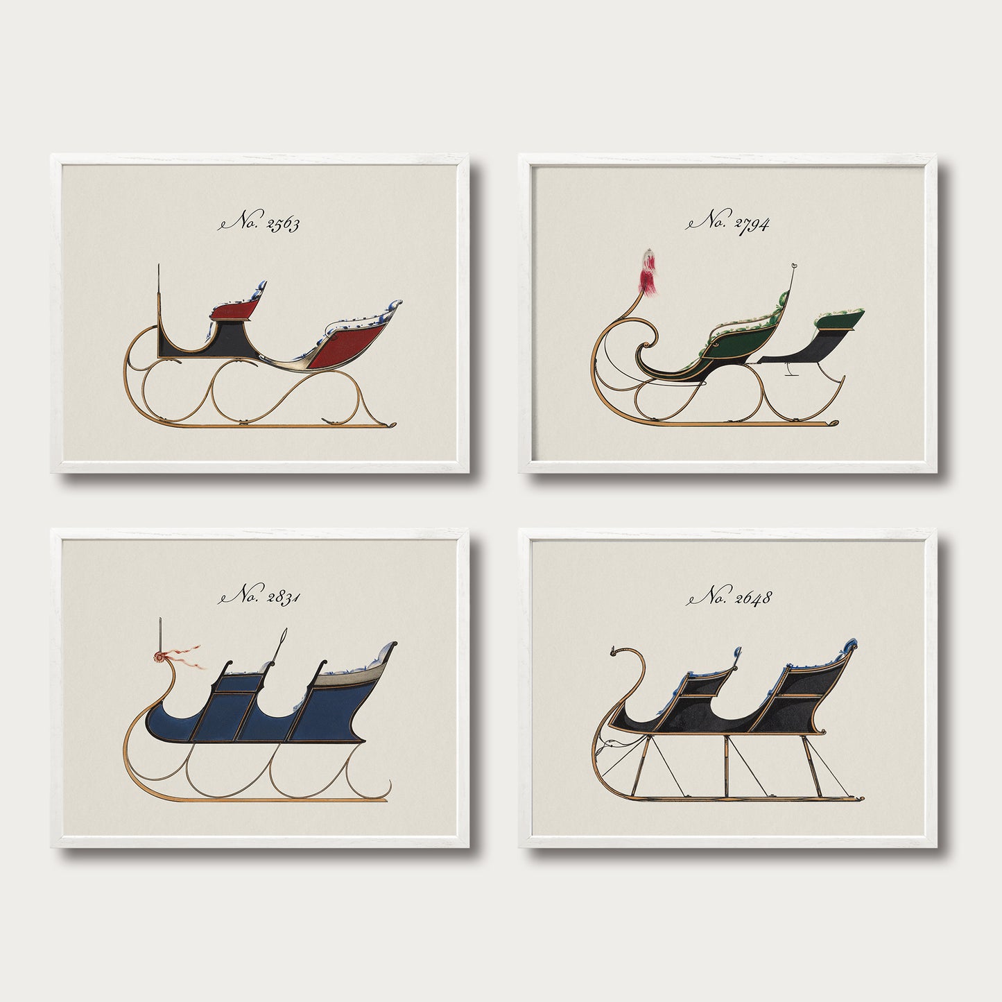 Sleigh Design Set of 2 - Choose Your Colors