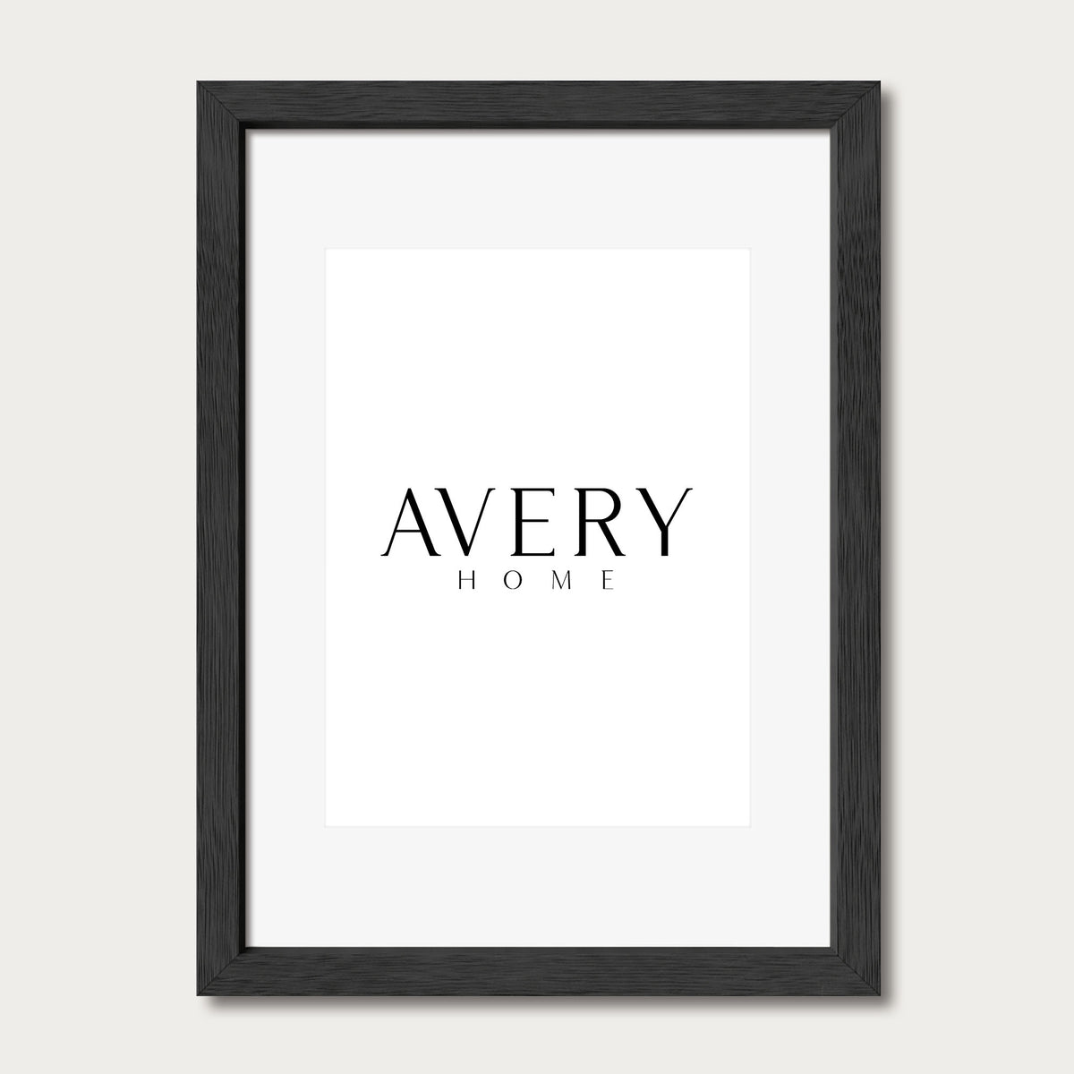 Black solid oak frame with white mat for vintage art prints and photos Avery Home