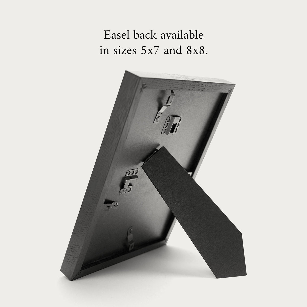 Avery Home black picture frame with easel back for tabletop display, available in 5x7 and 8x8