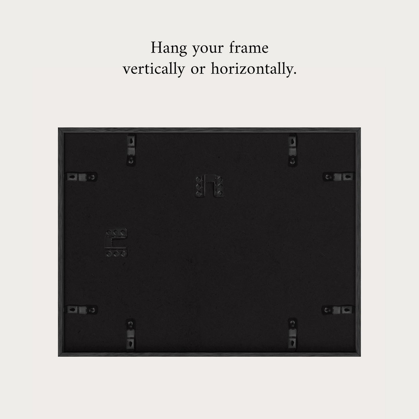 Back of an Avery Home picture frame with hanging hardware to hang vertically or horizontally