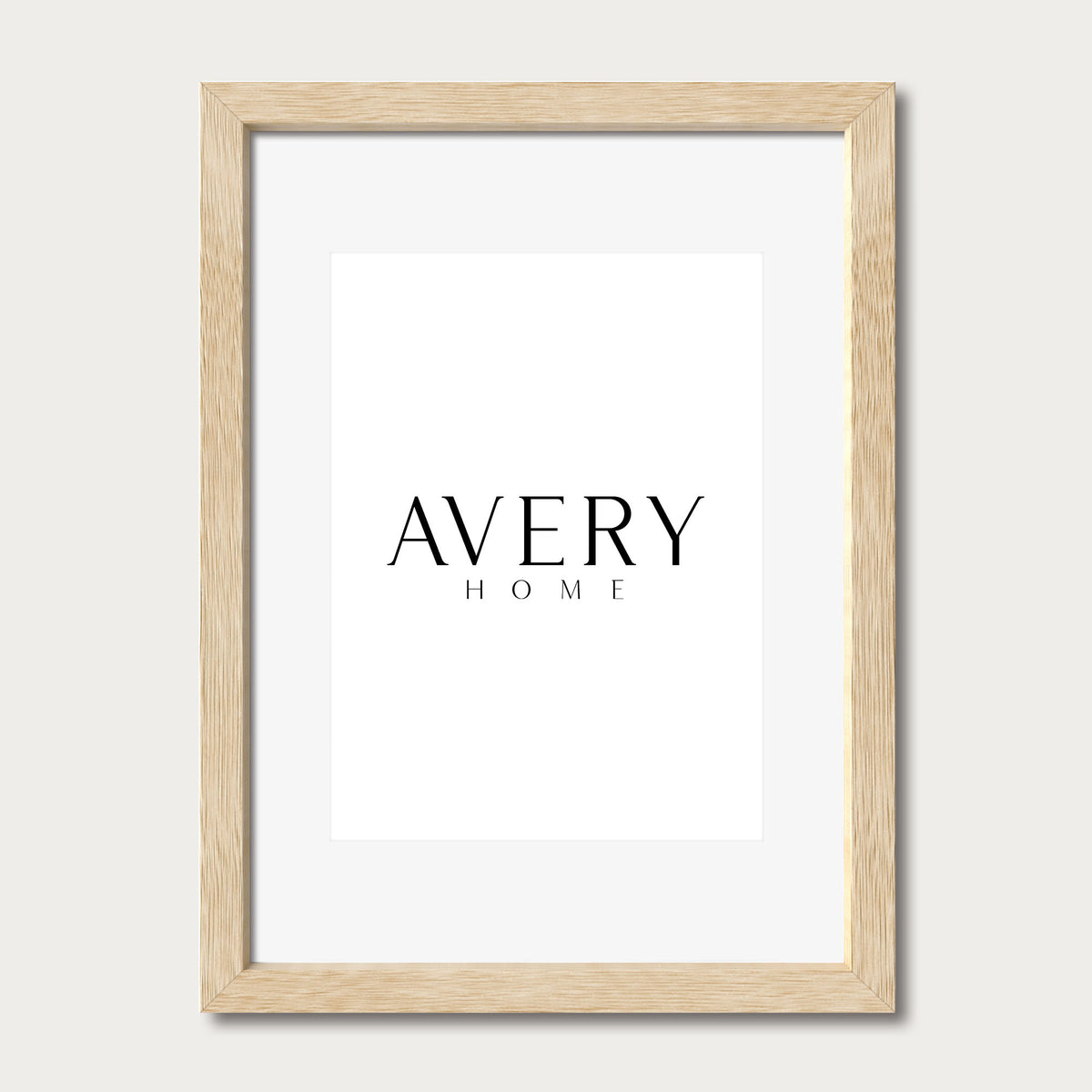 High quality natural solid oak frame with white mat for vintage art prints and photos Avery Home