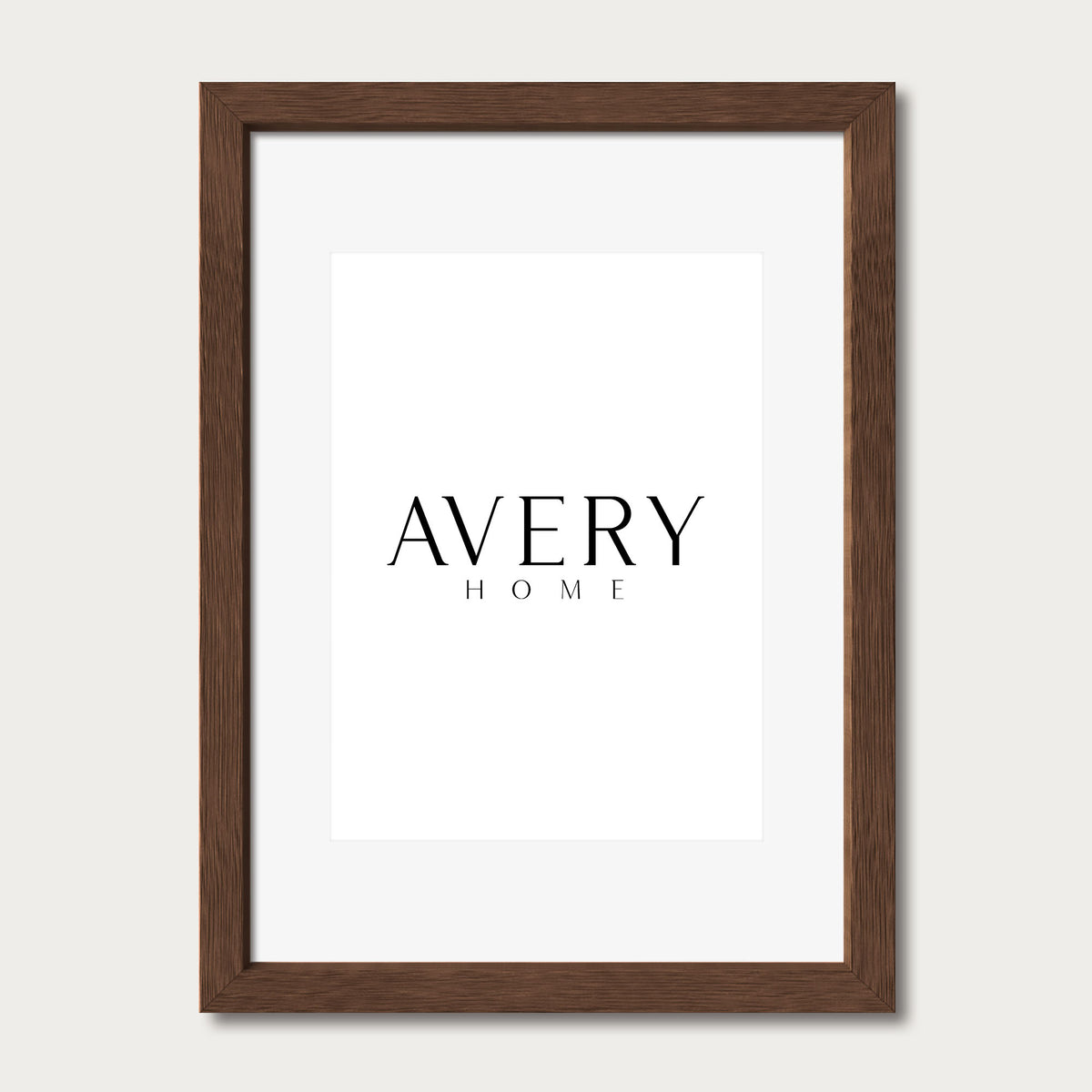 Walnut solid oak frame with white mat for vintage art prints and photos Avery Home
