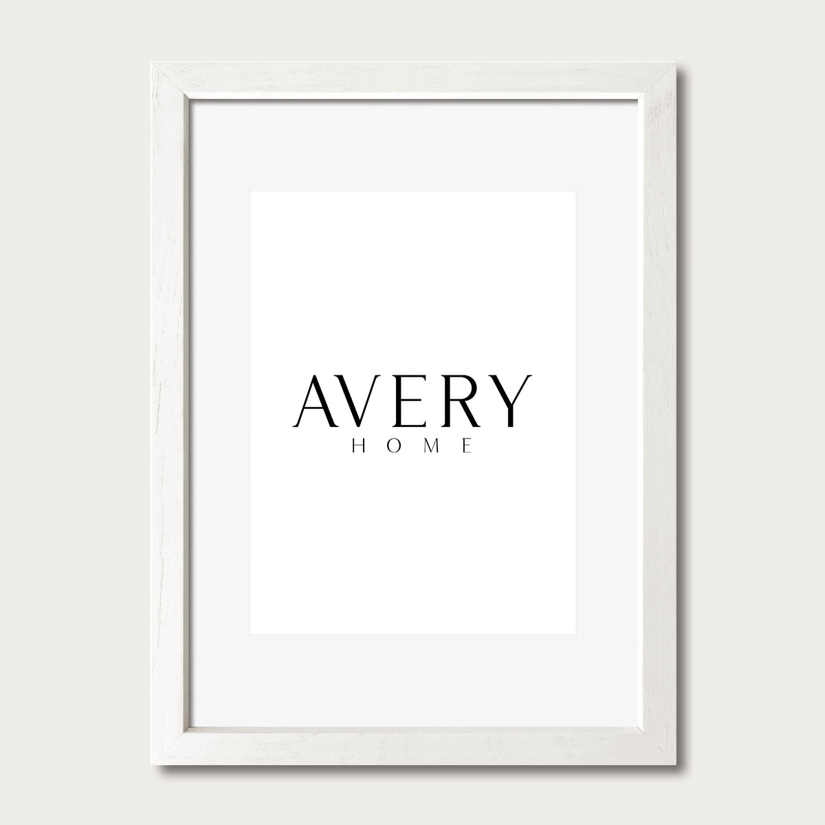 White solid oak frame with white mat for art prints and photos Avery Home