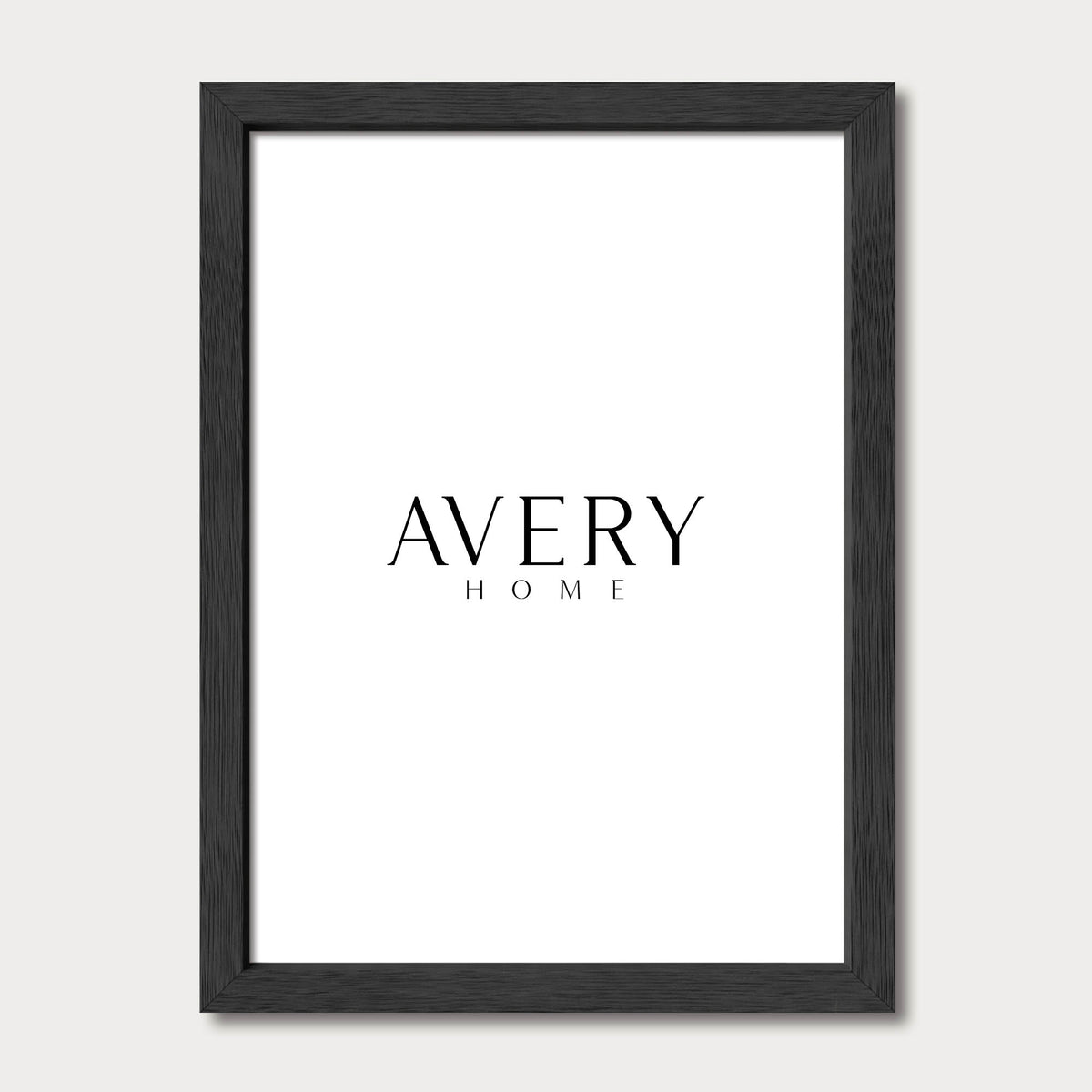 Black solid oak wood picture frame, vertical, no mat, for art prints and wall art by Avery Home.