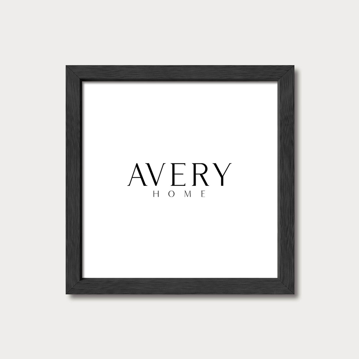 Black solid oak wood square picture frame for art prints and photos by Avery Home