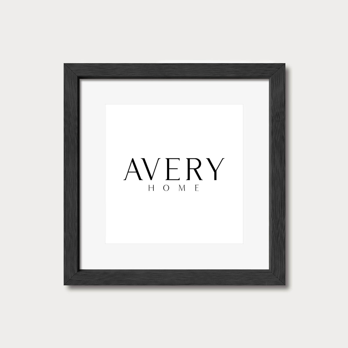 Black wood square picture frame with white mat, matted frame for art prints and photos by Avery Home