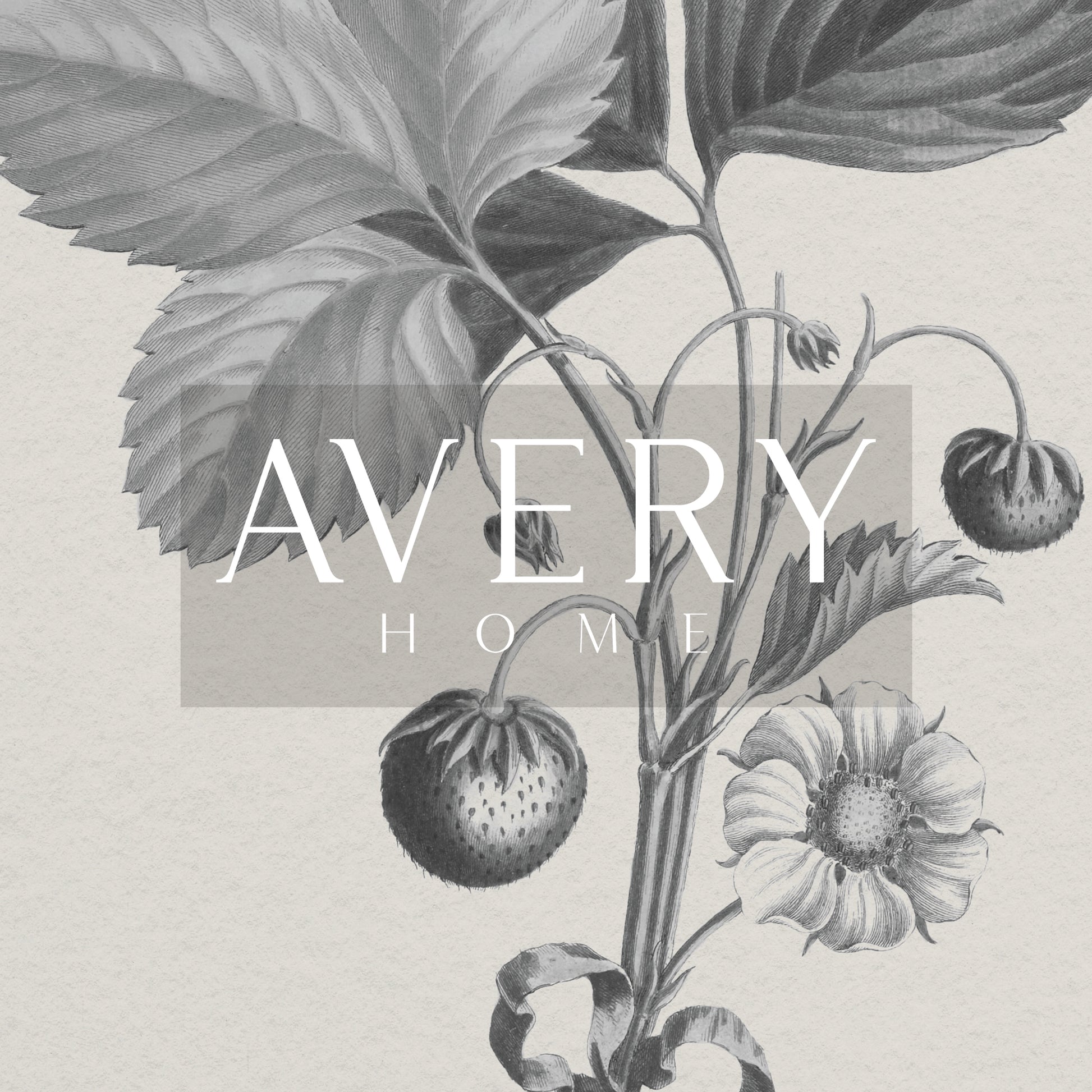 Framed vintage strawberry botanical art print featuring ripe red berries, green leaves, and delicate white blossoms tied with a teal ribbon.