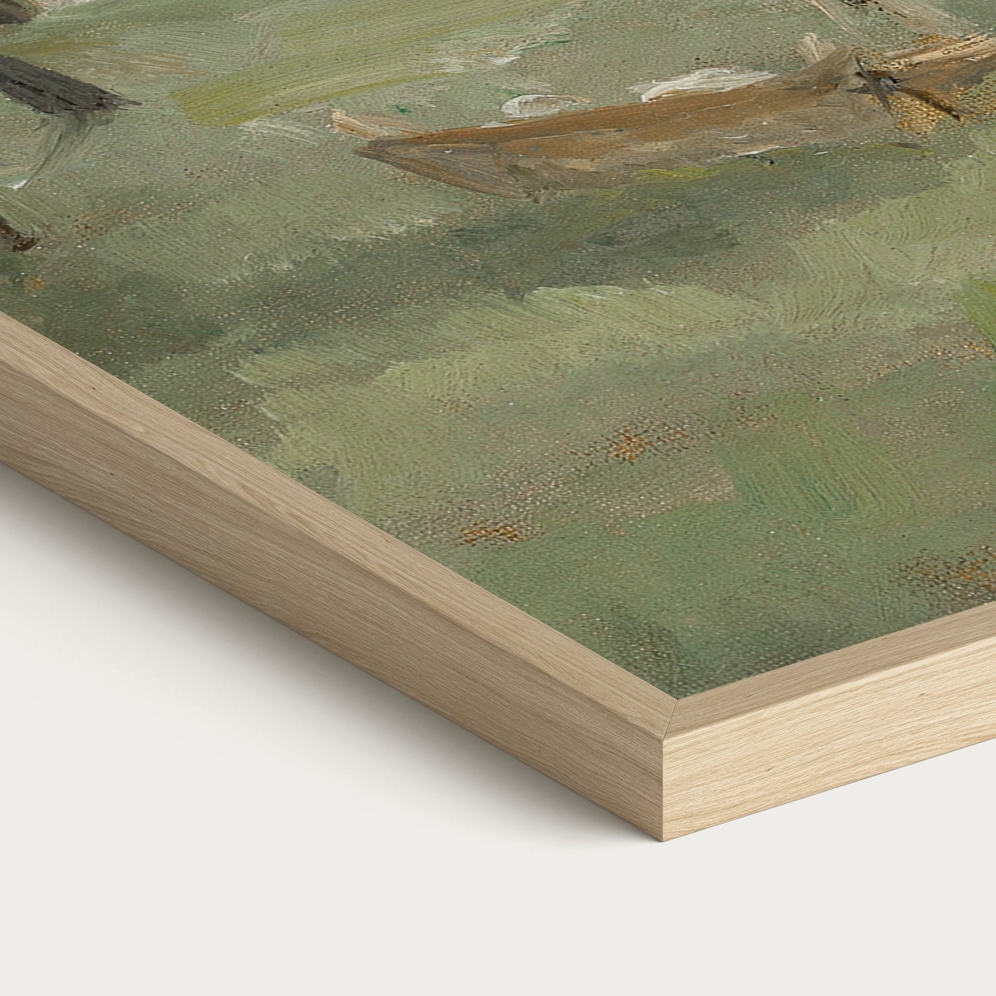Close-up of a handcrafted solid wood picture frame highlighting premium craftsmanship and gallery-quality construction for framed vintage wall art.