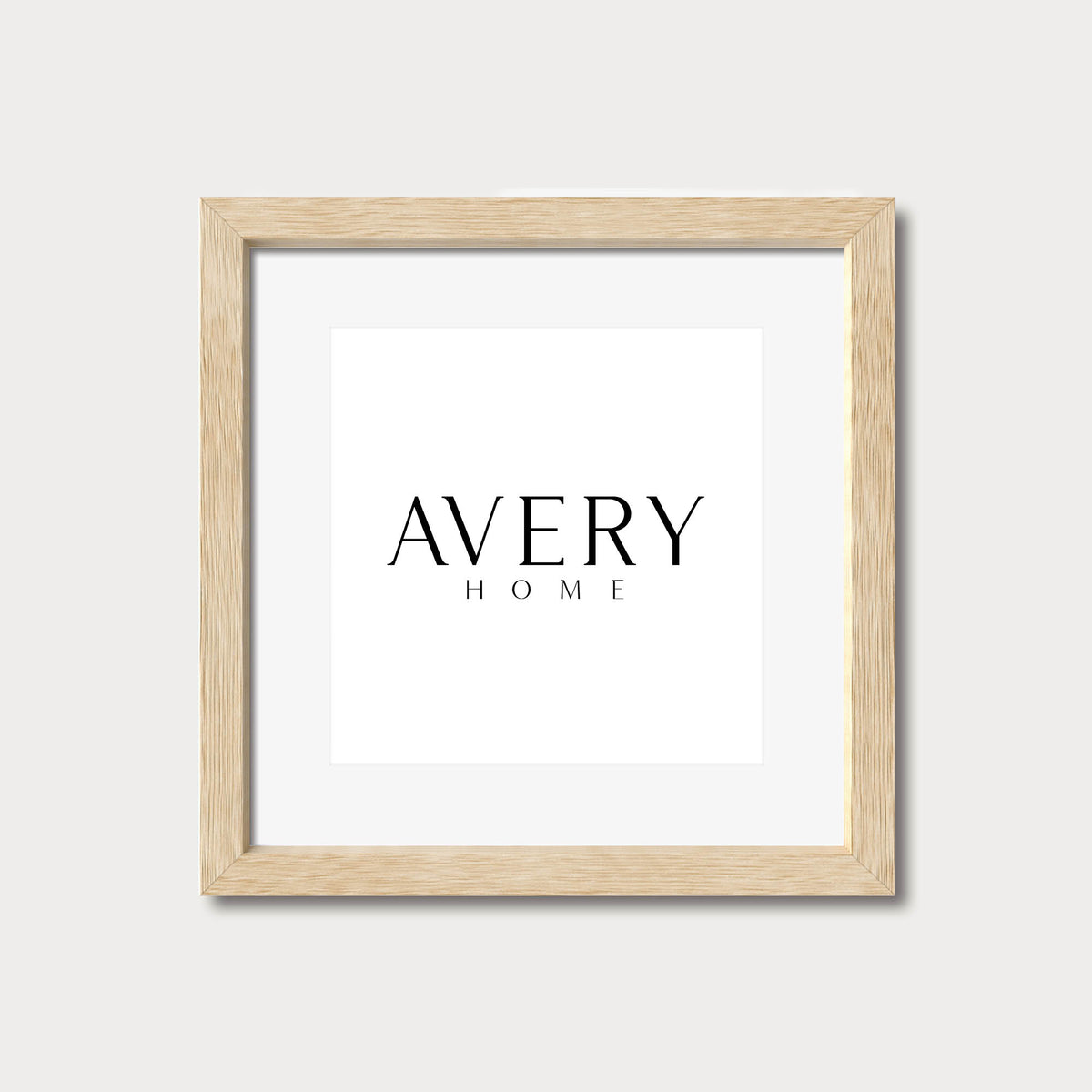 Natural oak wood square picture frame with white mat, matted frame for art prints and photos by Avery Home