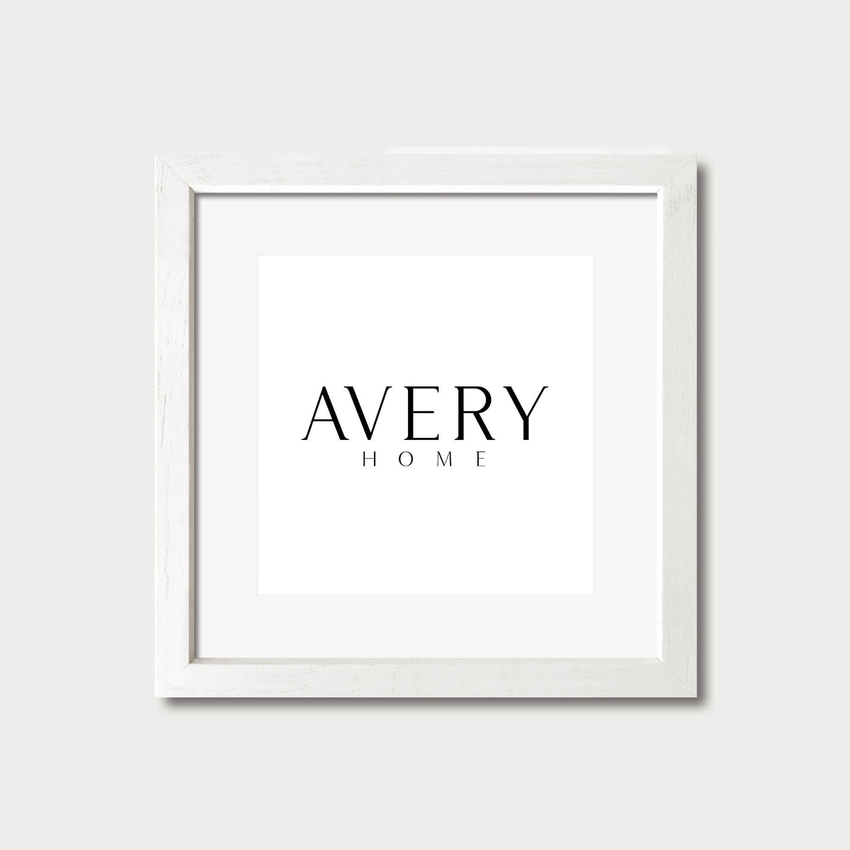 White wood square picture frame with white mat, matted frame for art prints and photos by Avery Home