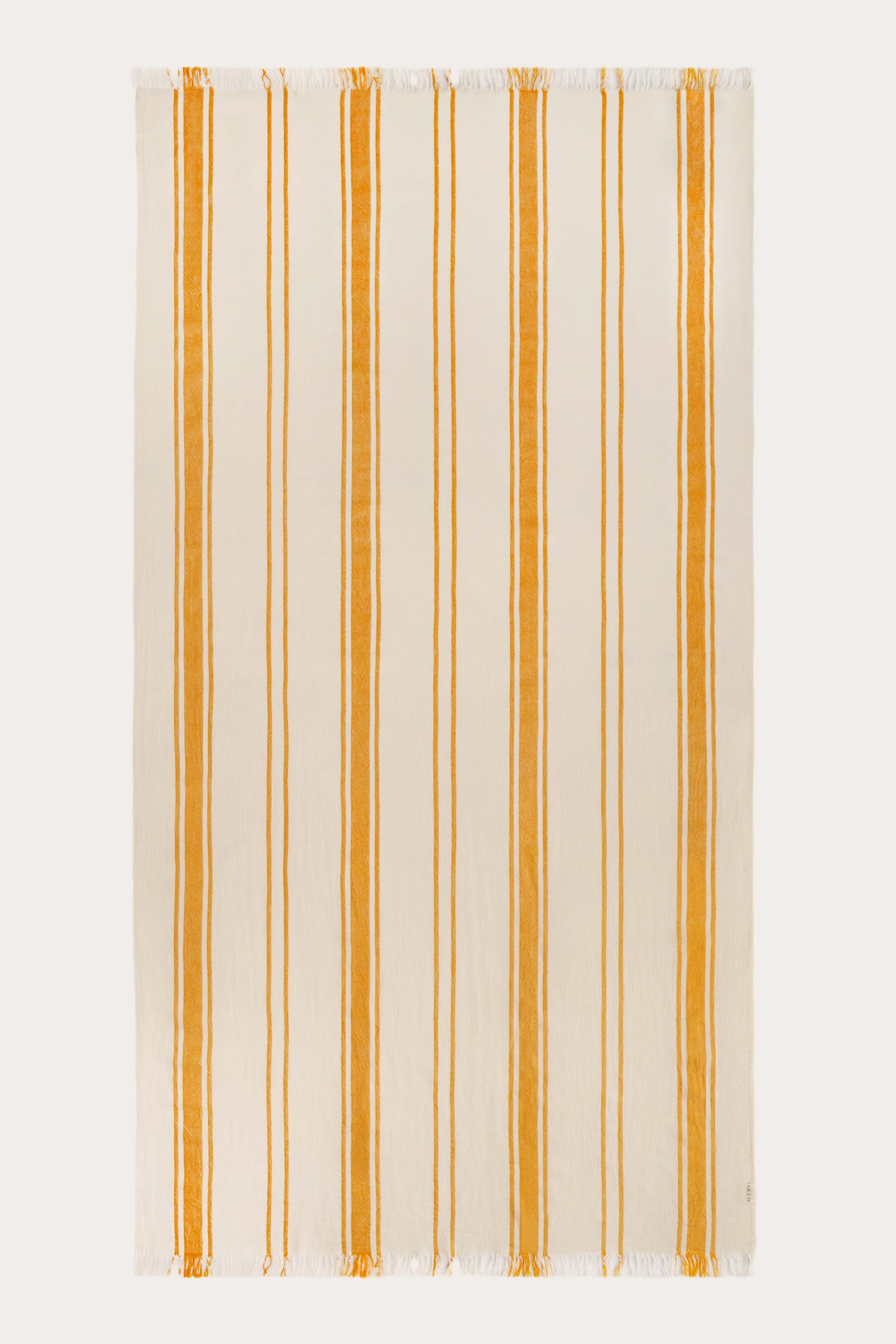 Yellow beige Amalfi Turkish towel in 100% cotton with Cabana stripe pattern and flat weave, midweight and fast-drying by Avery Home
